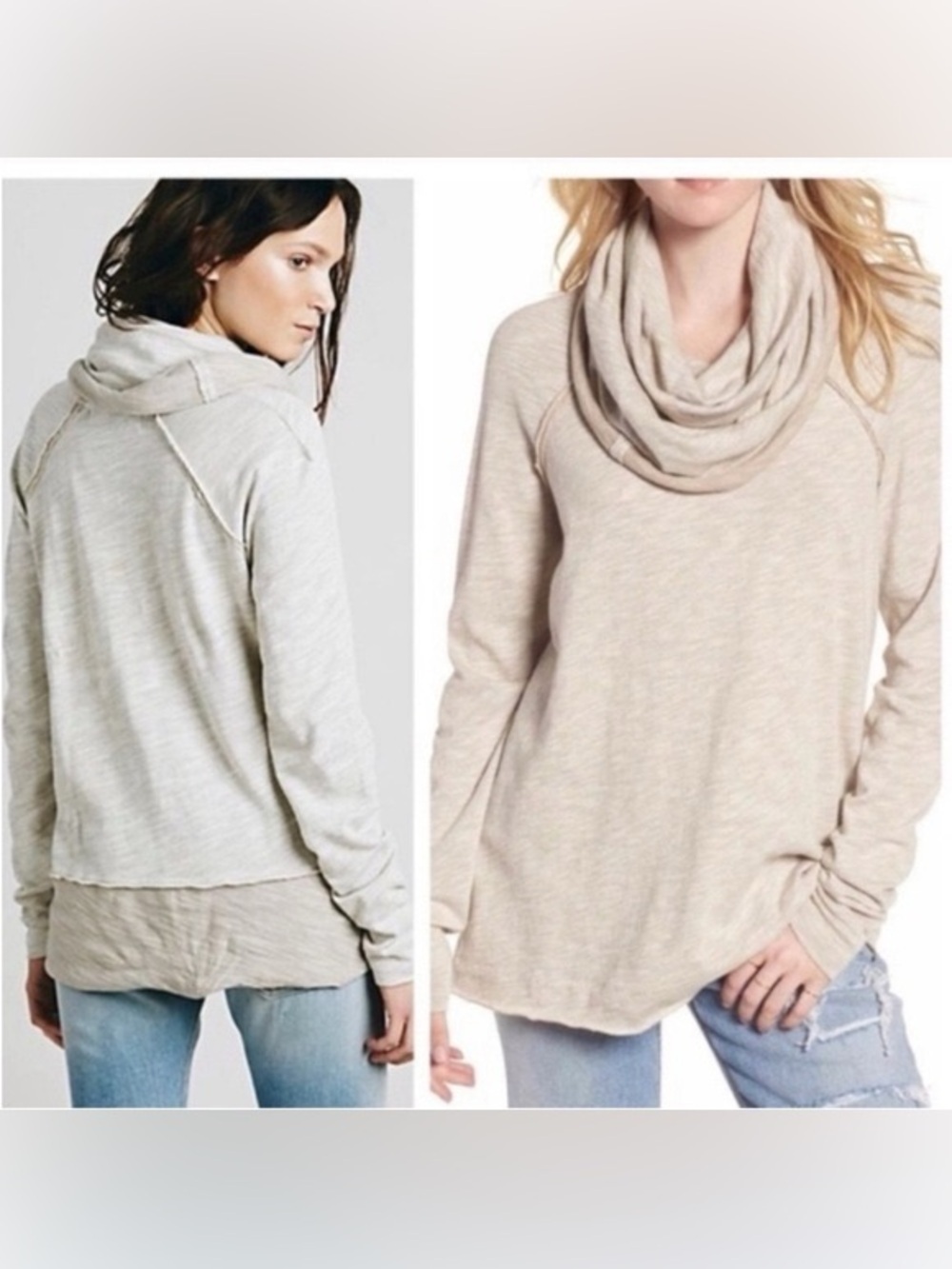 Free People Beach Cocoon Cowl Neck Pullover One body small medium boho neutral
